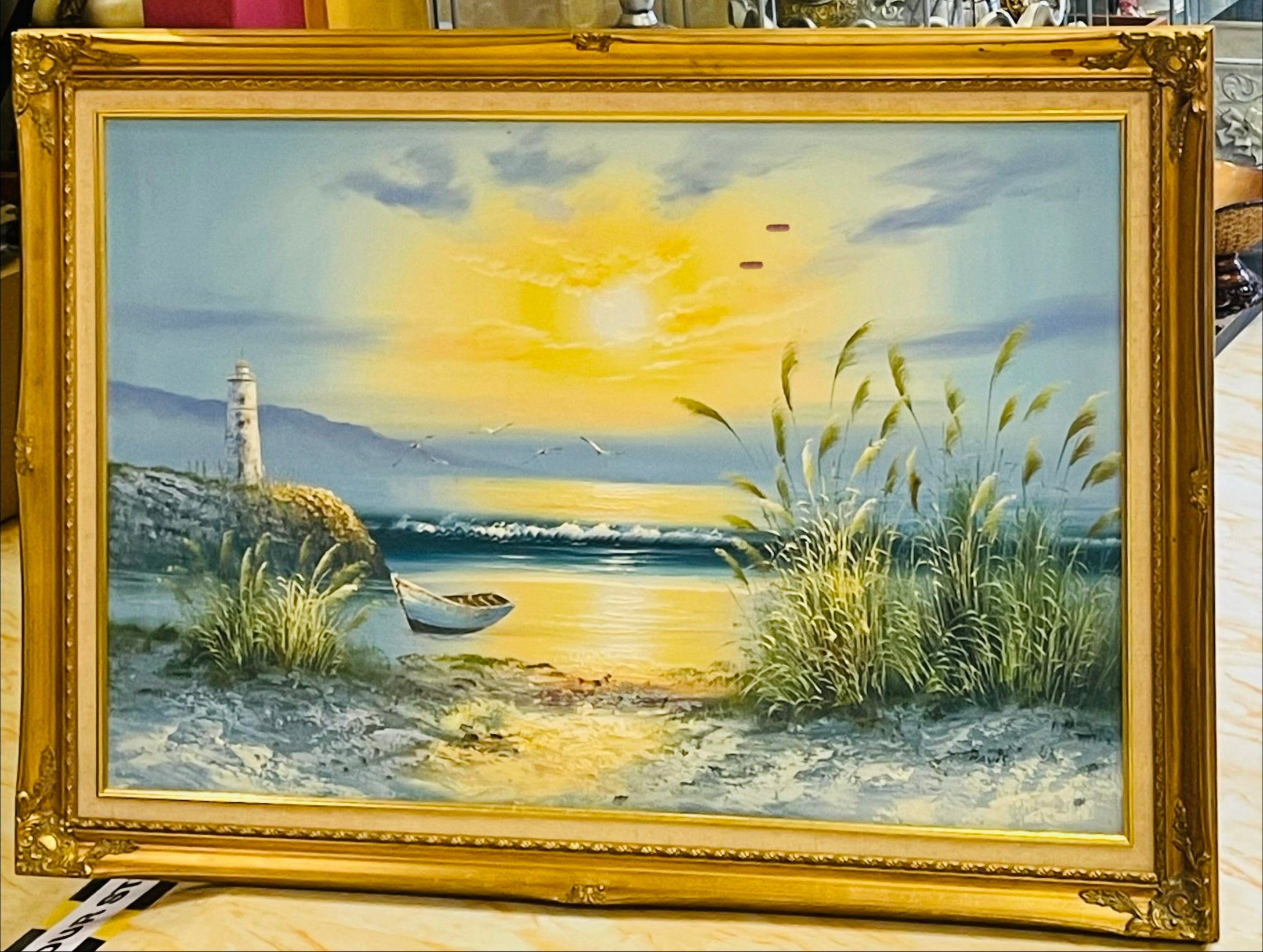 Ocean with the sunset, canvas painting