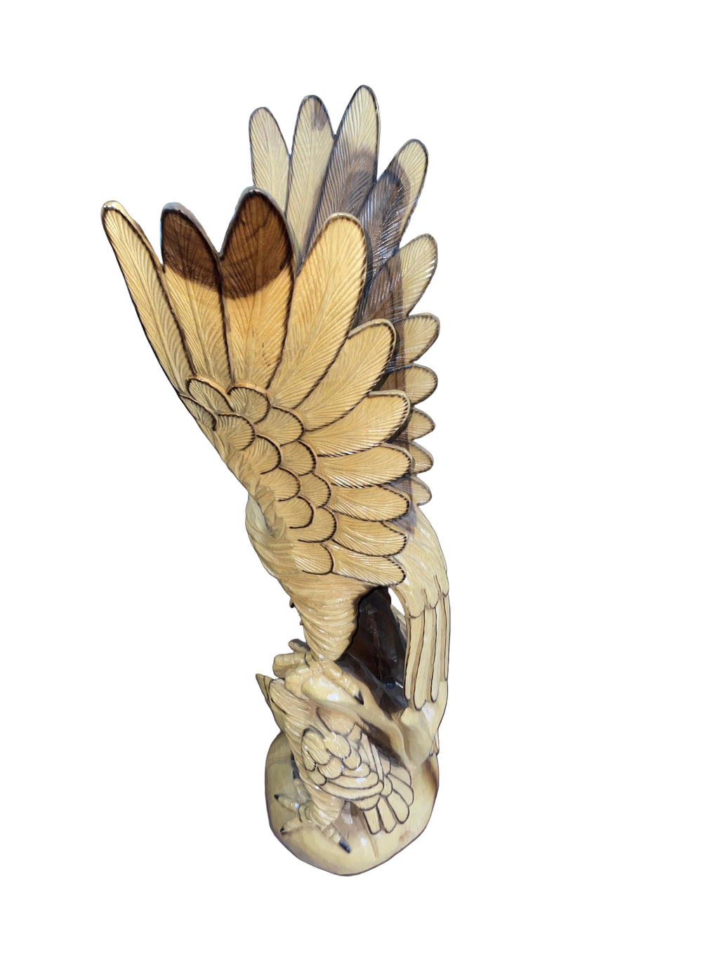 Wooden sculpture of eagles made in Indonesia 51”x12”x18”
