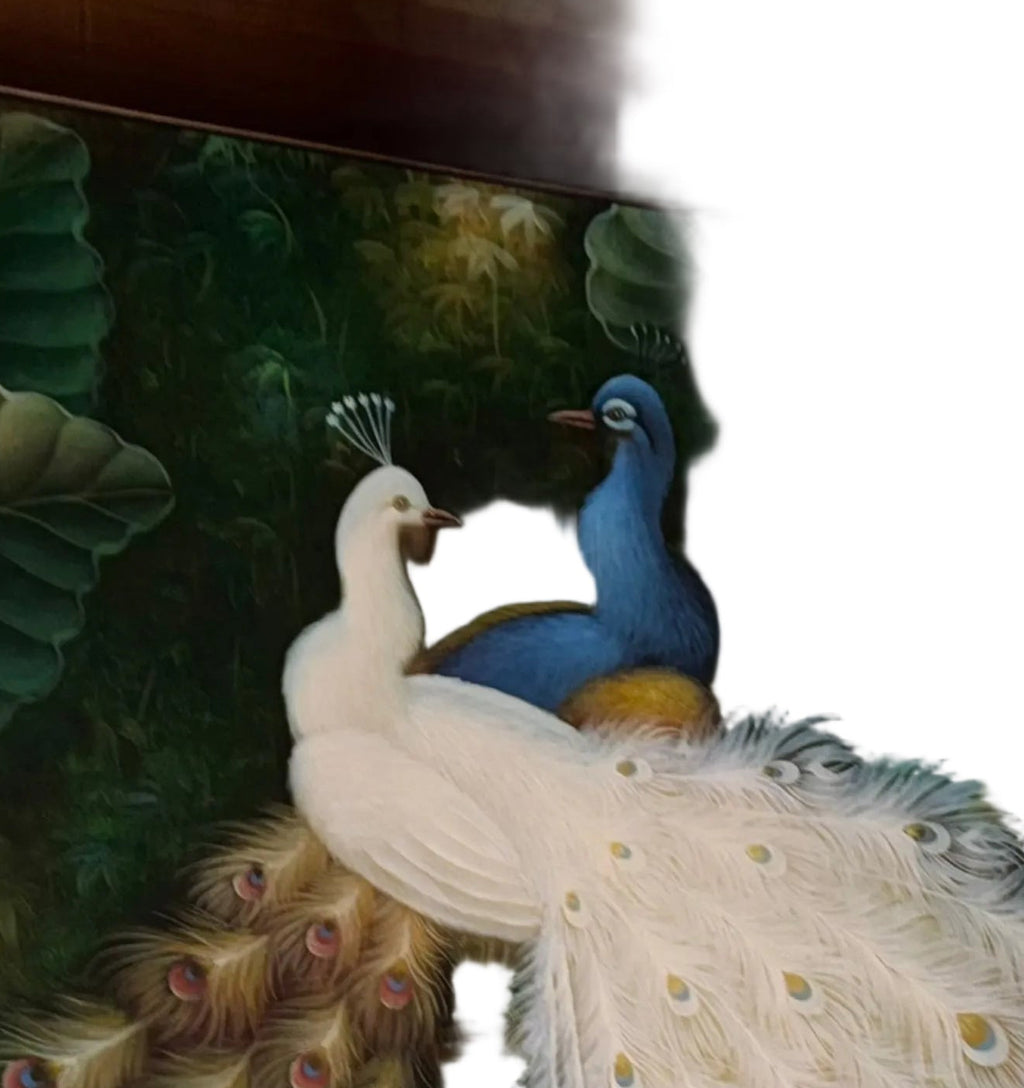 Peacock Pair Canvas Wall Painting With Fram 45.5''X57''