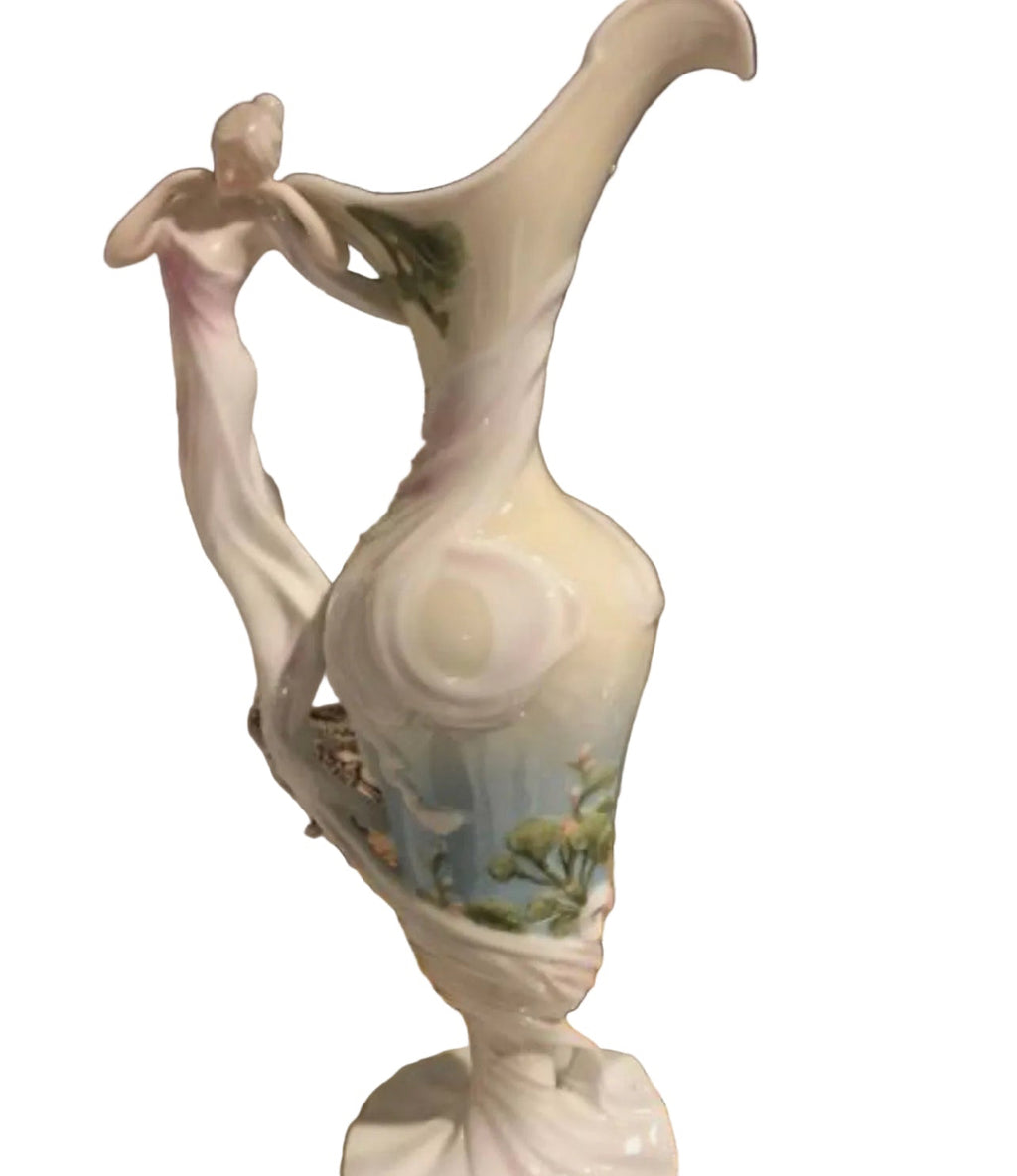Unicorn Studio find porcelain Vase with a woman’s sculpture