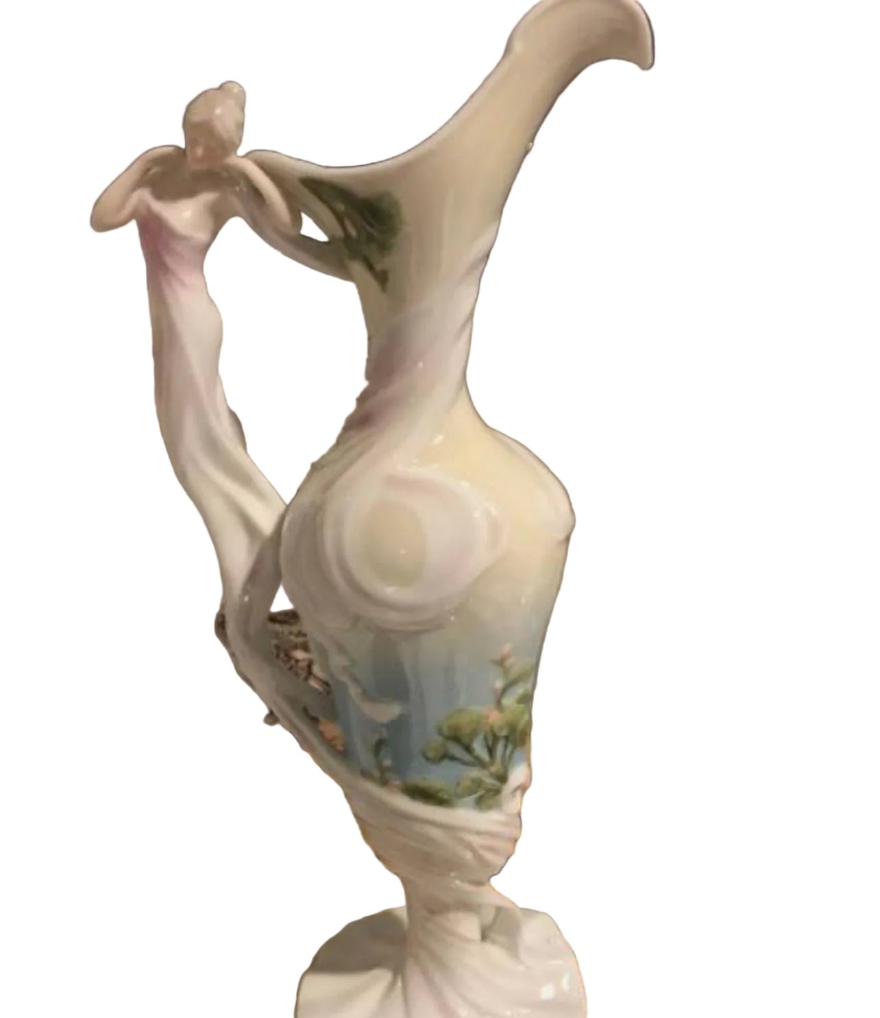 Unicorn Studio find porcelain Vase with a woman’s sculpture