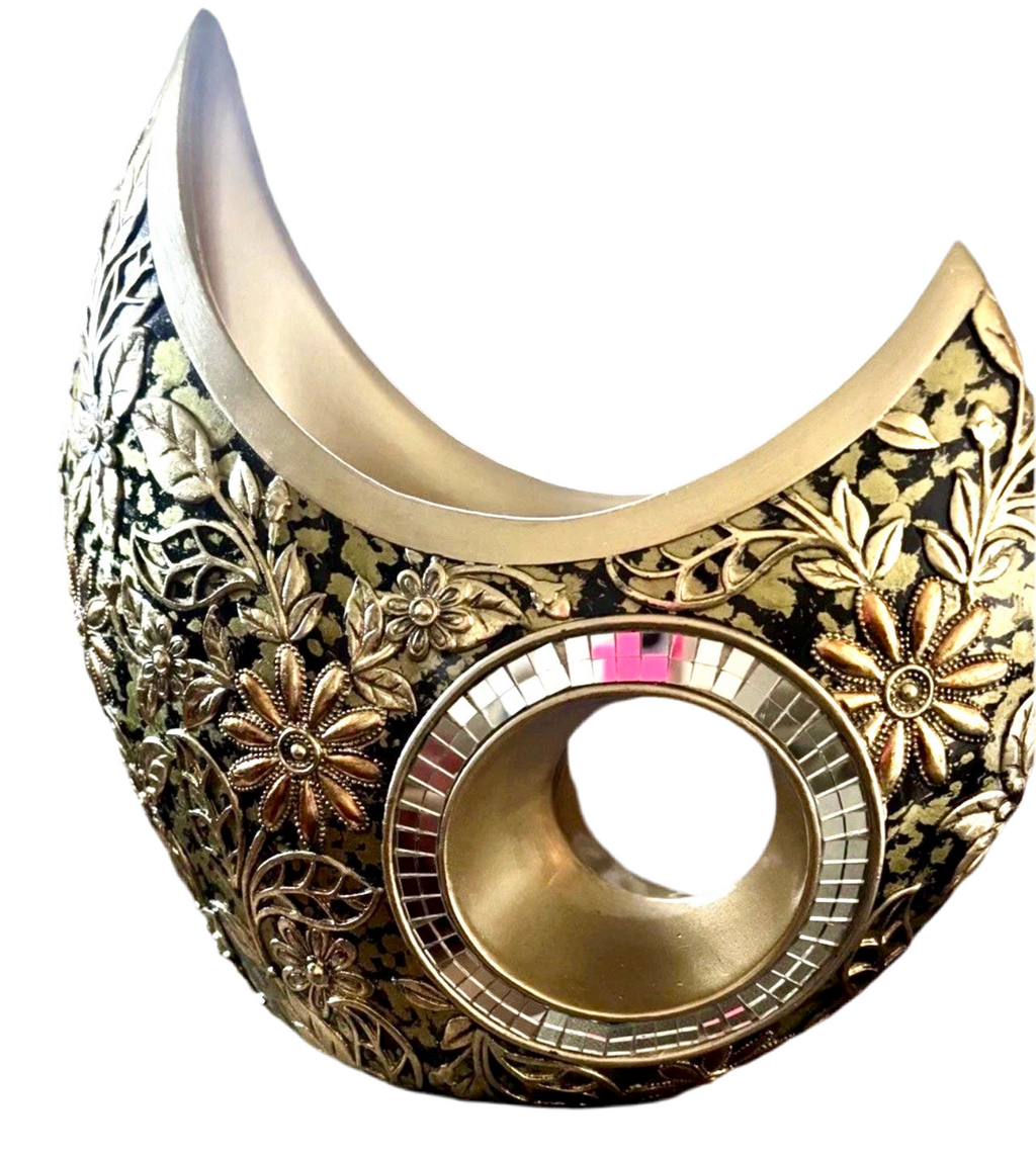 NIB Crescent Shaped Golden Vase Judy Sha Ok Lighting OK-4238-V1