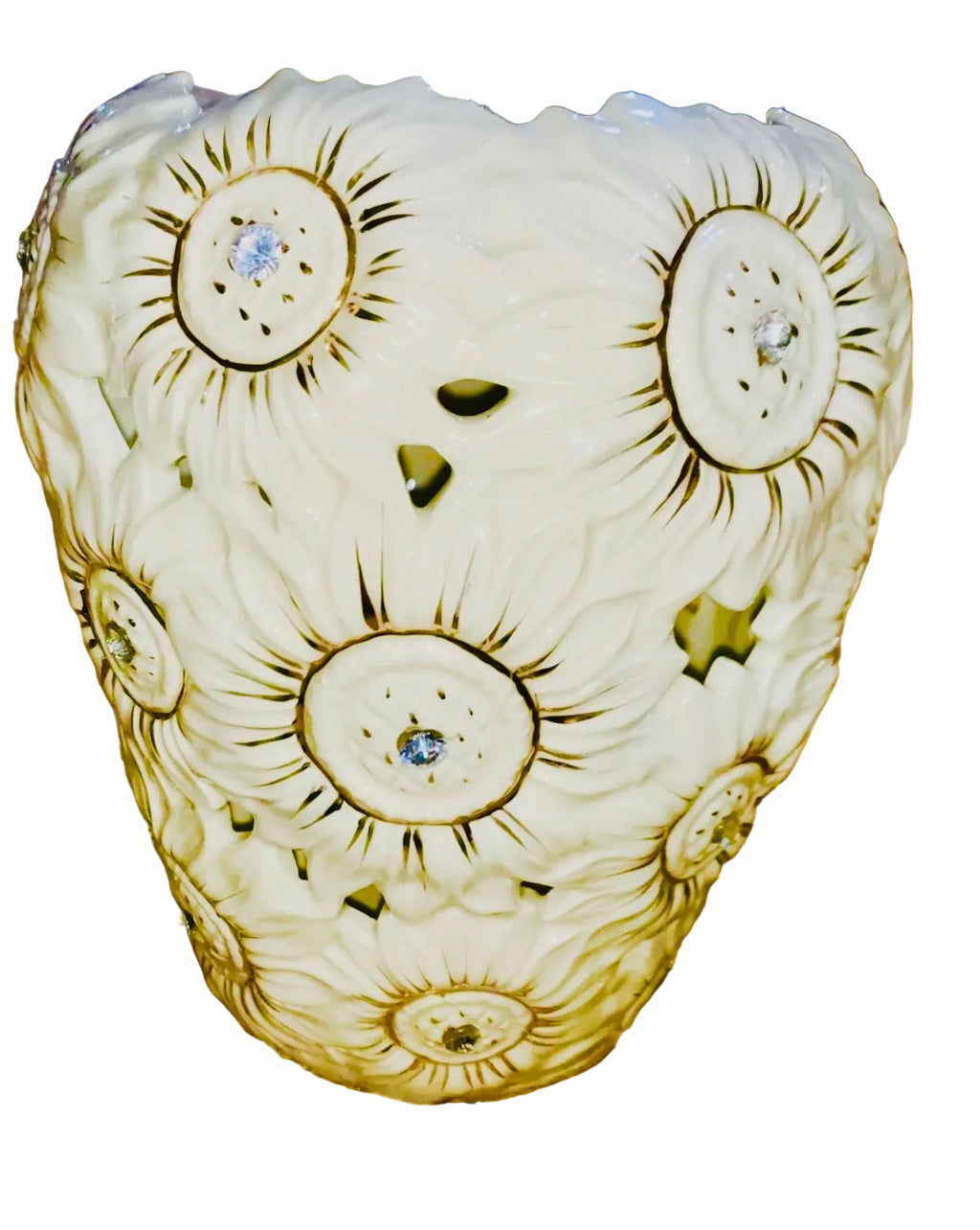 Elegance 3D Sunflowers In Gold Printed Decorative Vase