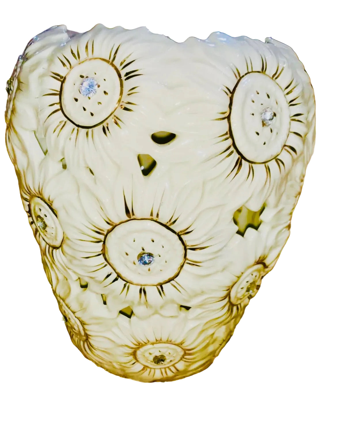 Elegance 3D Sunflowers In Gold Printed Decorative Vase