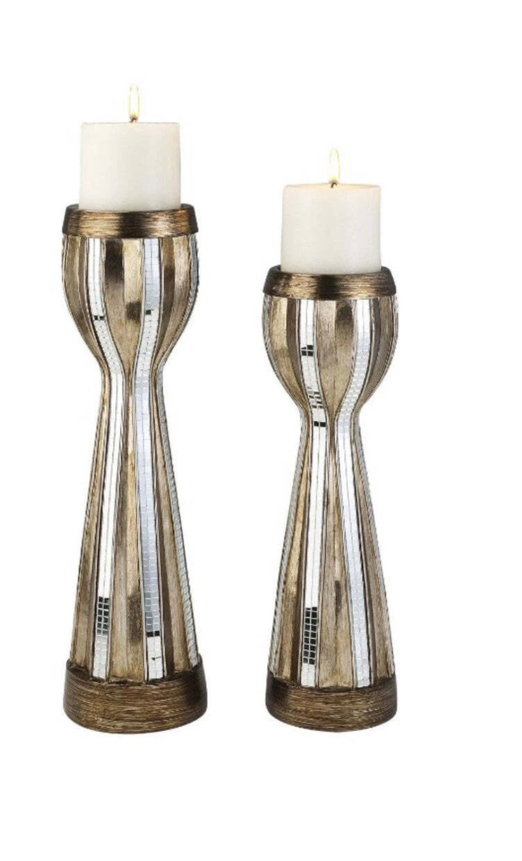 Classic Metallic Tile Candleholder Set 14”/16”H