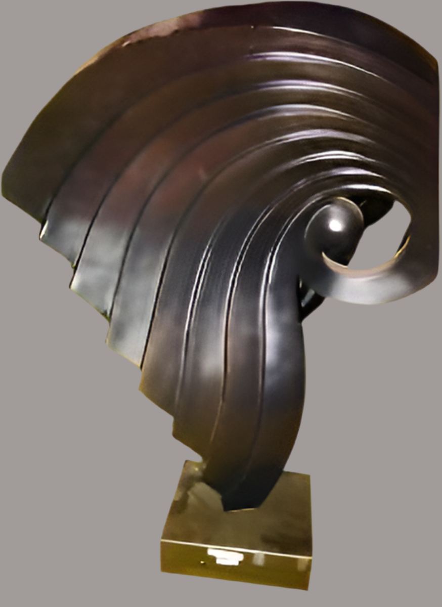Large Winds Blowing Twister In Black Sculpture In Right