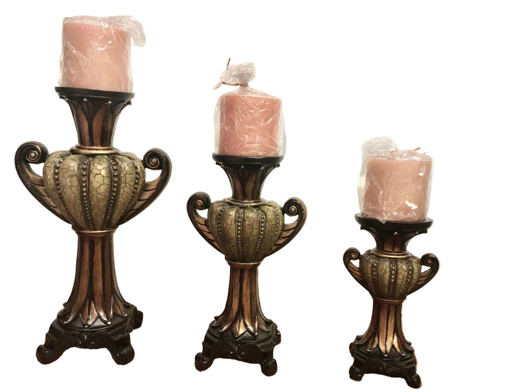 Mimic Leather Candle Holder Set Of 3