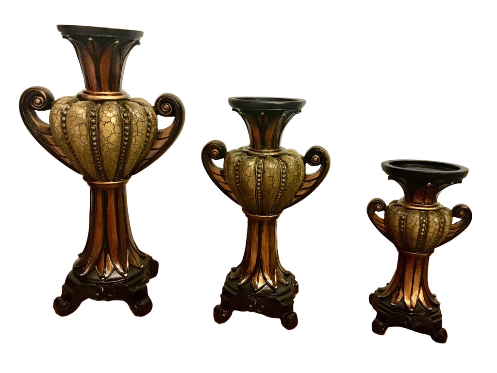 Mimic Leather Candle Holder Set Of 3
