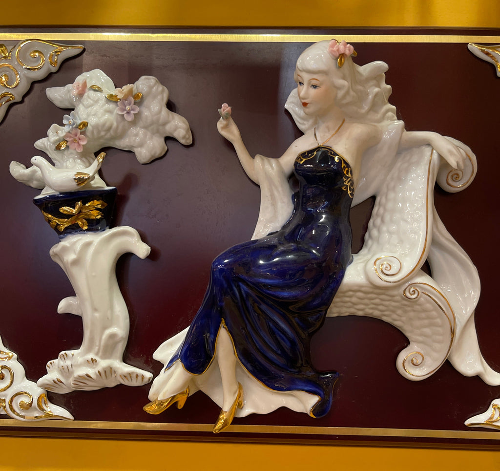 Lady in Blue Ceramic 3D Wall Art