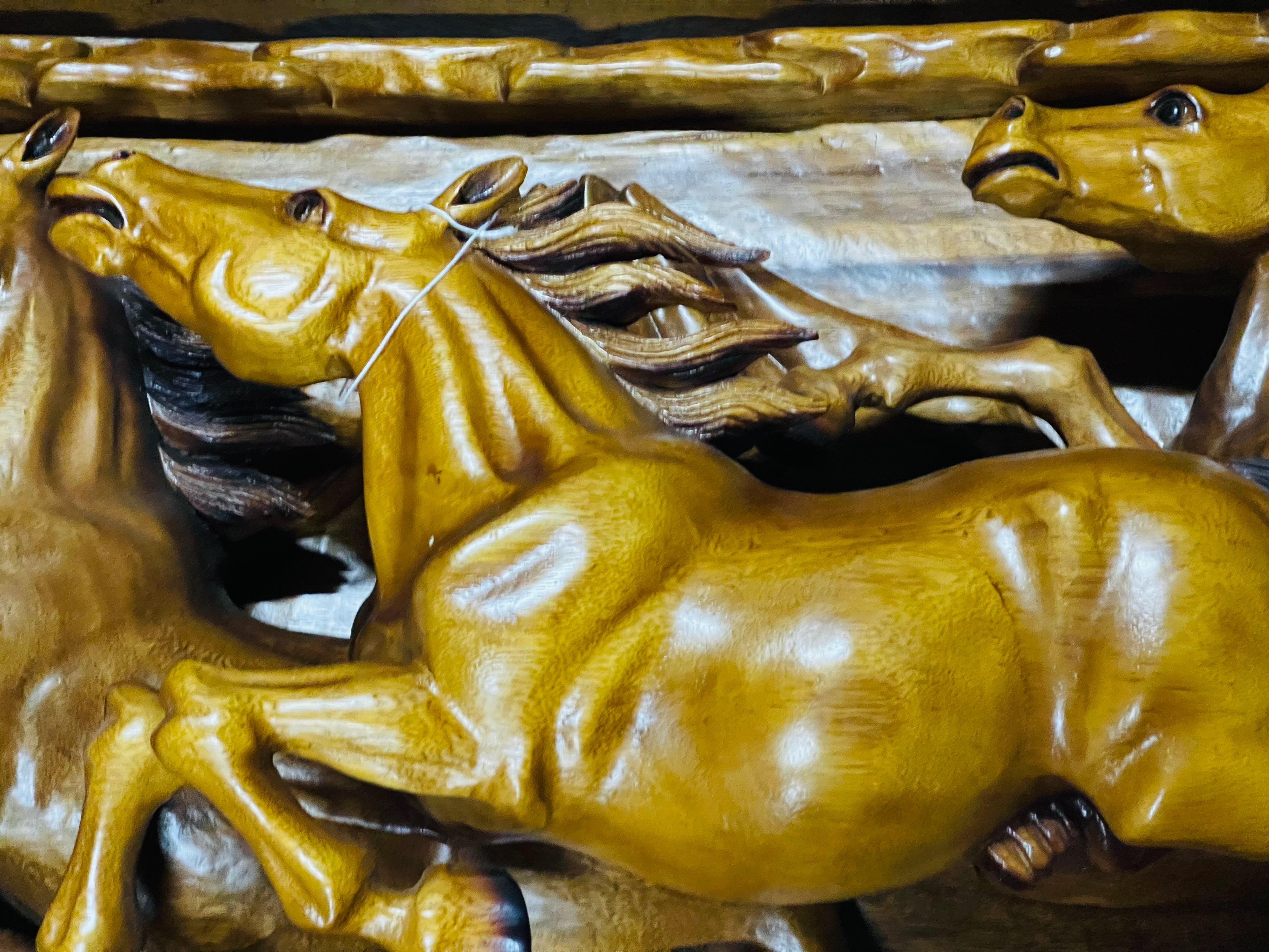 Ferrari 8 Hours Running in teak wood from Indonesia handmade 90”x33”x8”