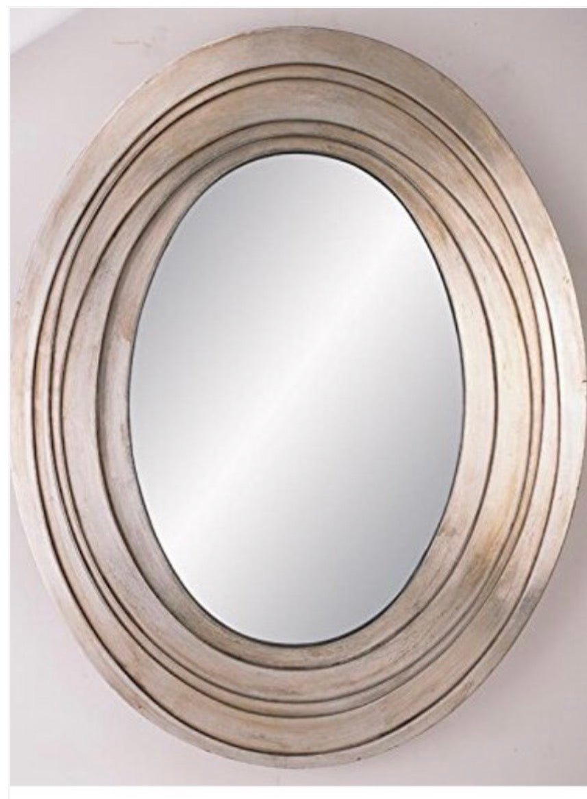 Silver Ripple Beveled Edge Wall Mirror 24x36 Inches Home Decor - OK Lighting Item #OK-4212MR