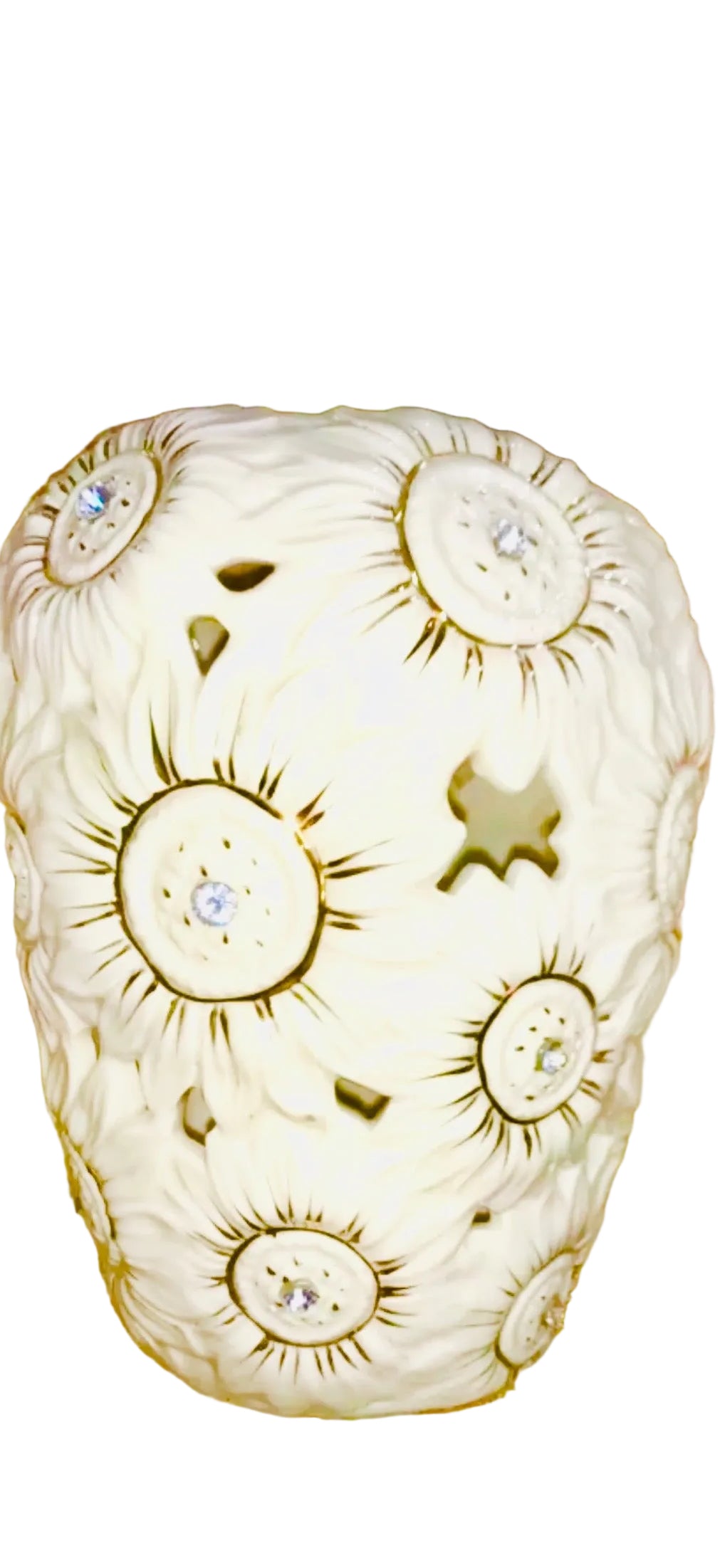 Elegance 3D Sunflowers In Gold Printed Decorative Vase