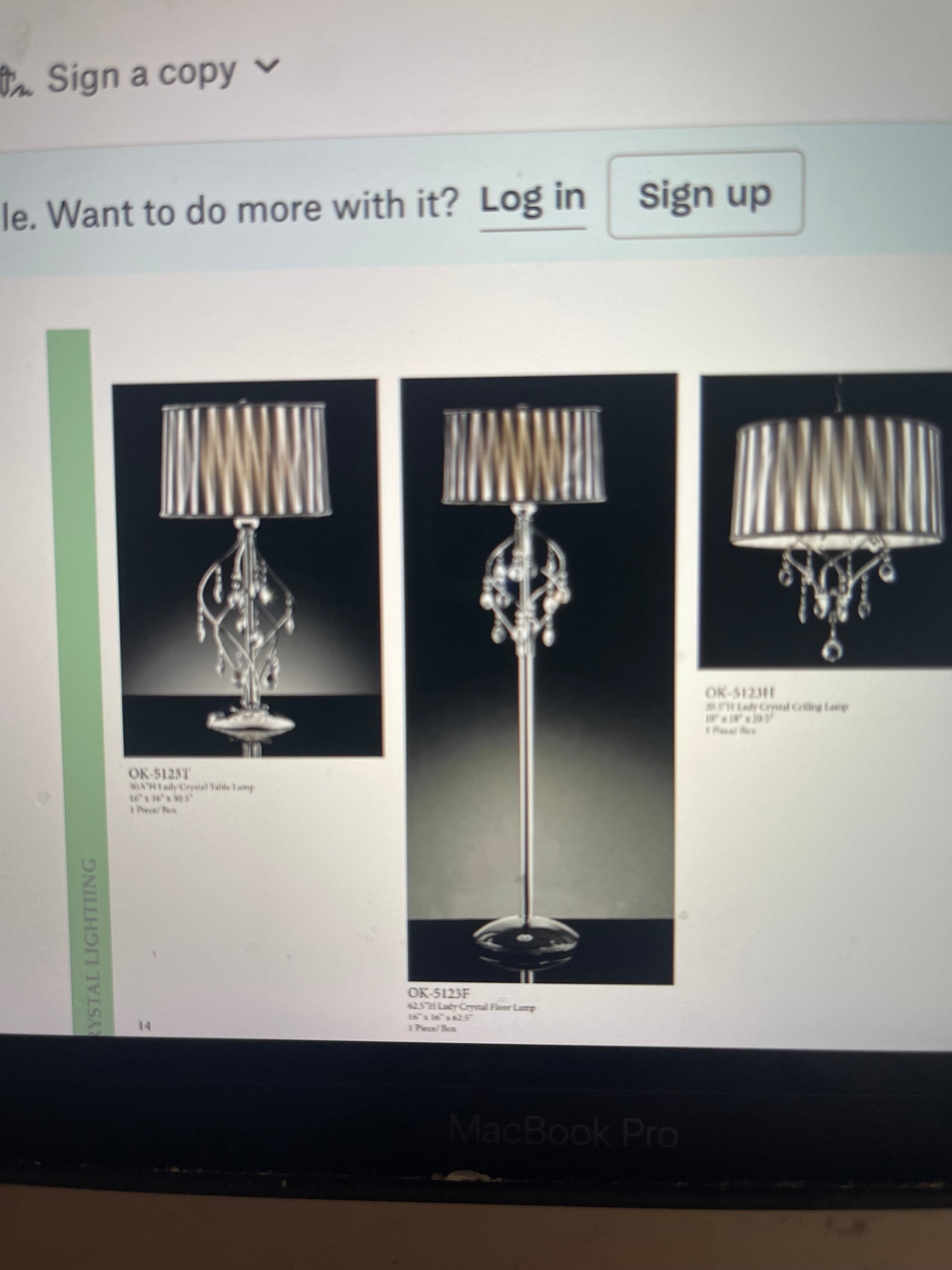 Lady crystal floor lamp, 62.5“