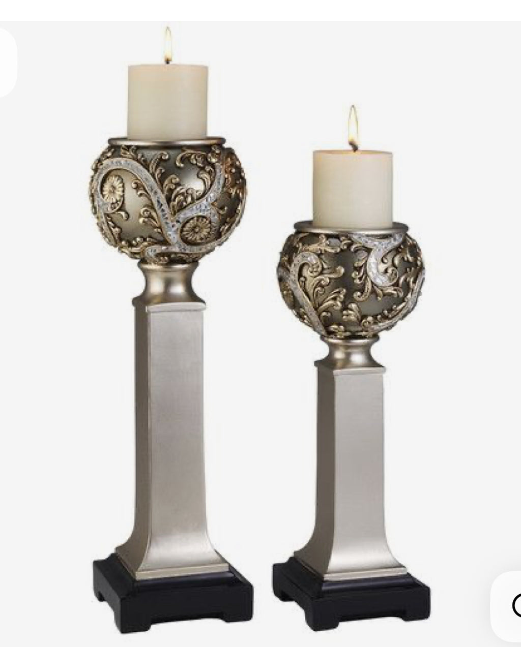 Judi Shah Silver wine candleholder set 15''/19''H