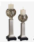 Judi Shah Silver wine candleholder set 15''/19''H