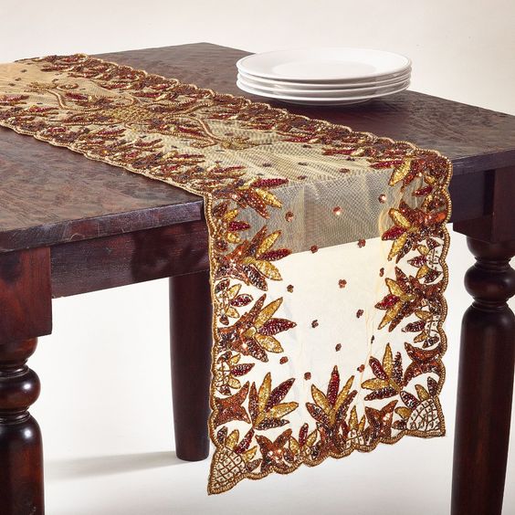 Elegant Beaded Design Set Includes Four (4) Placemats