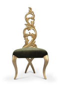 Gold Leaf High Back Chair In Green Velvet 50.5”Hx22.5”Wx20.5”L