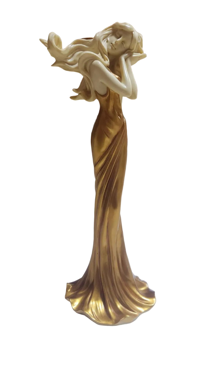 Art Nouveau Golden lady candleholder