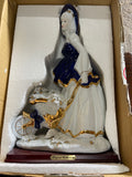 Blue Dress Girl From Spain Fine Porcelain Selling Flowers With The Carriage Of Flowers