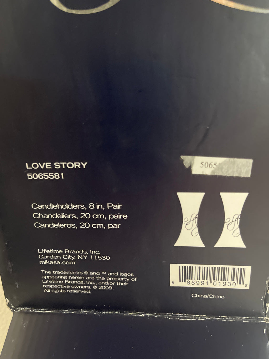 Mikasa love story, candleholders set of two 8”H