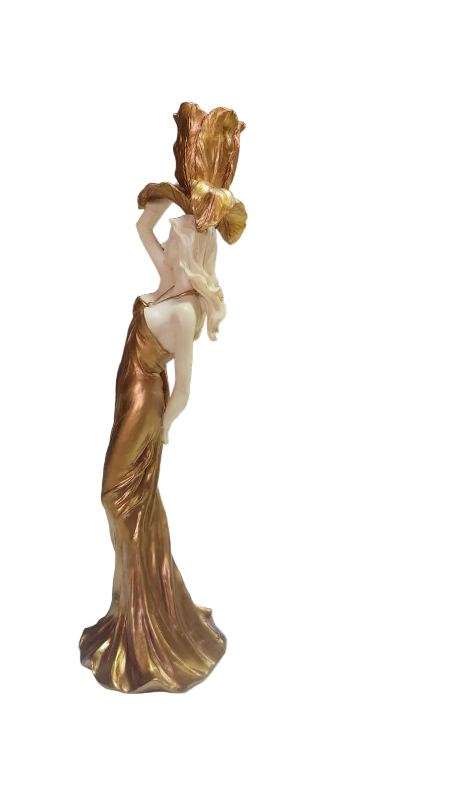 Art Nouveau Golden lady holding candle holder