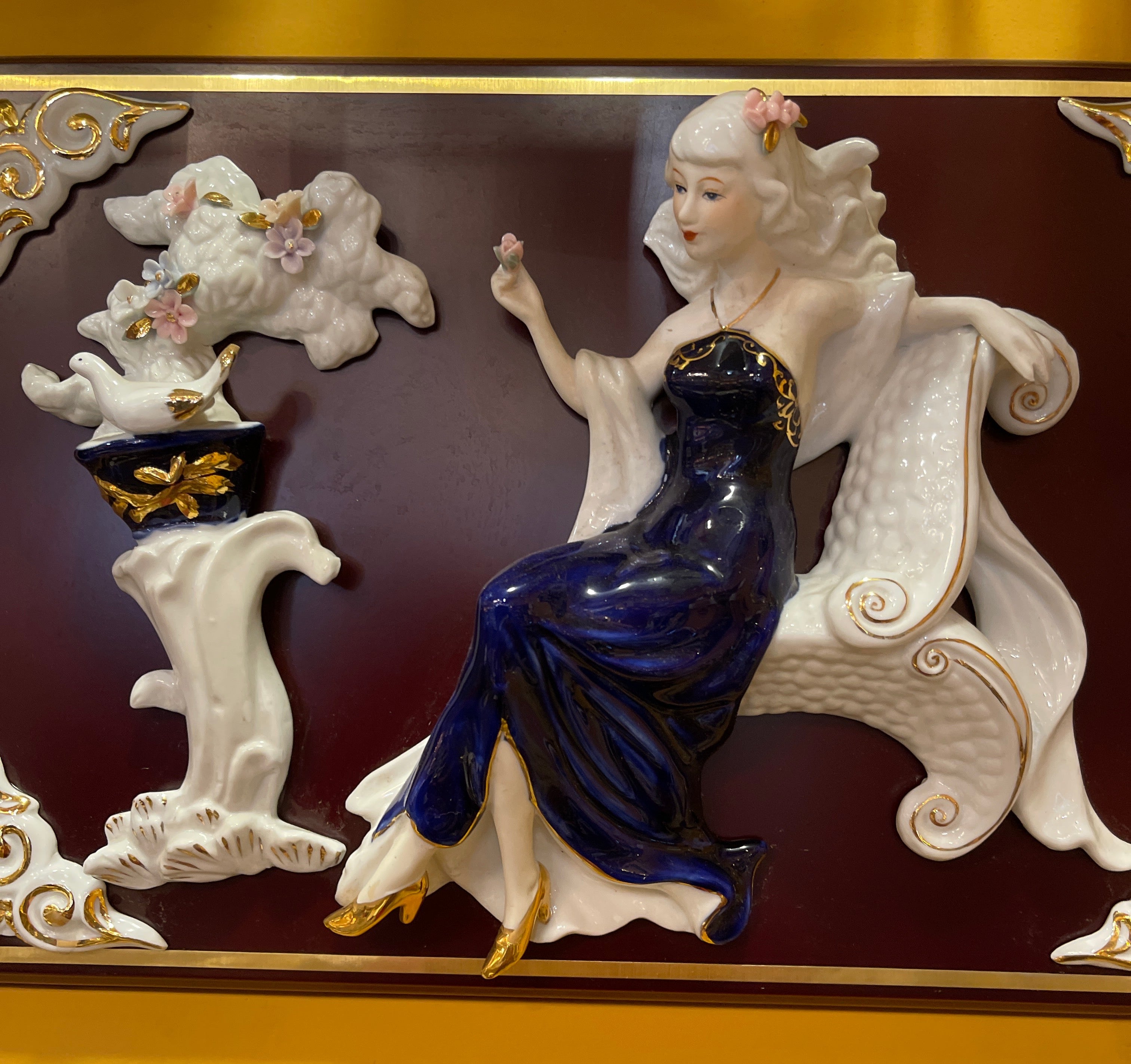 Lady in Blue Ceramic 3D Wall Art
