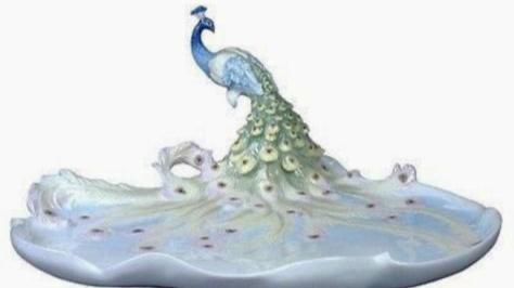 Decorative Serving Plate Porcelain Peacock