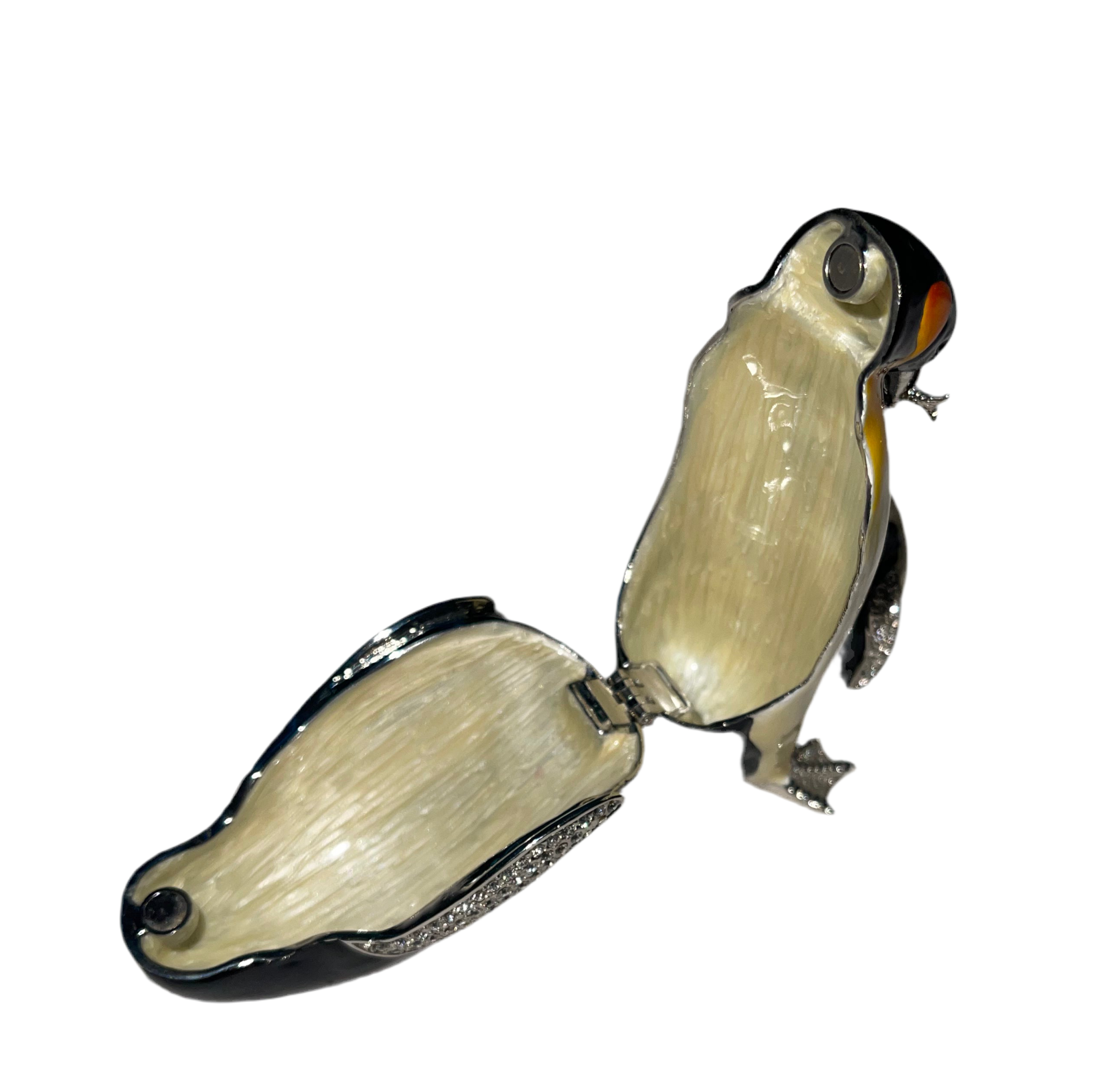 Penguin Trinket Box 18 K gold or silver plated trims