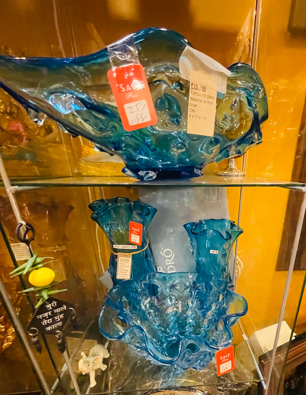 Aqua Blue Ocean Water Shell Glass decorating Bowl