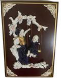 Blue Brother And Sister 3D Wall Art In  Porcelain 12” x 6”
