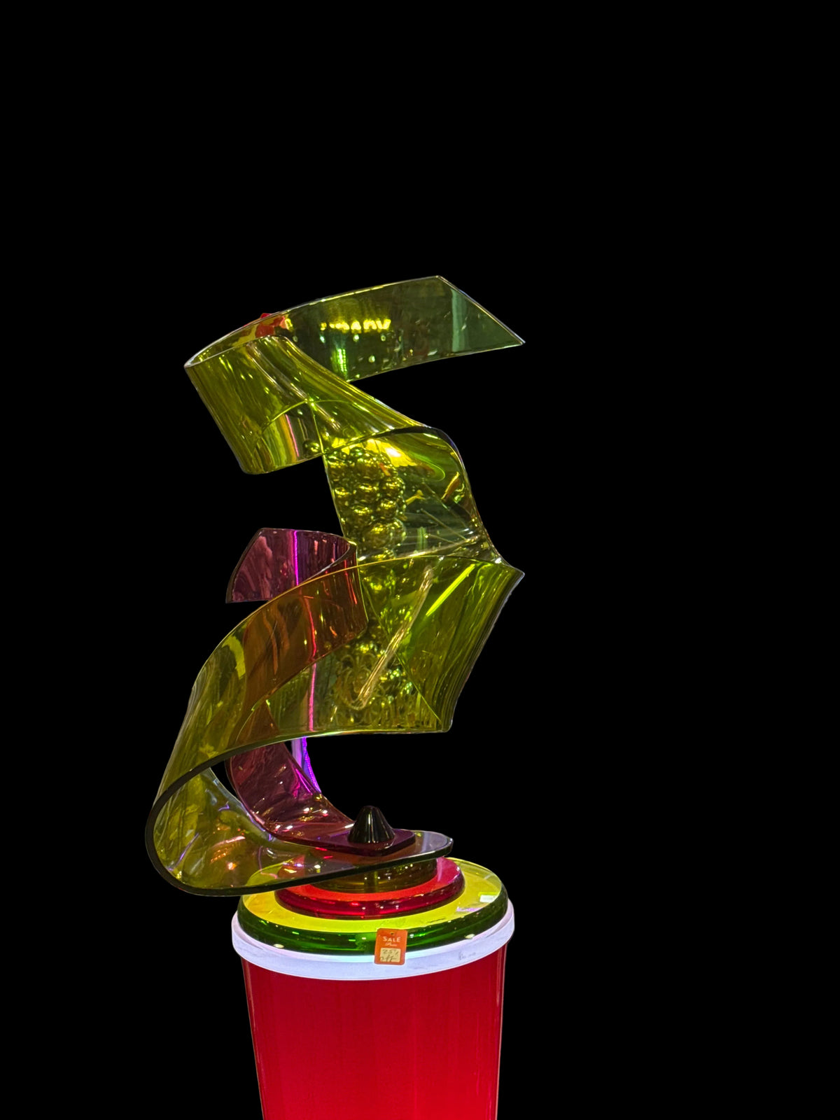 Red Lighted Pedestal By  Shlomi Haziza