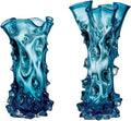 Aqua Blue Ocean Water Shell Glass Decorating Vase Set