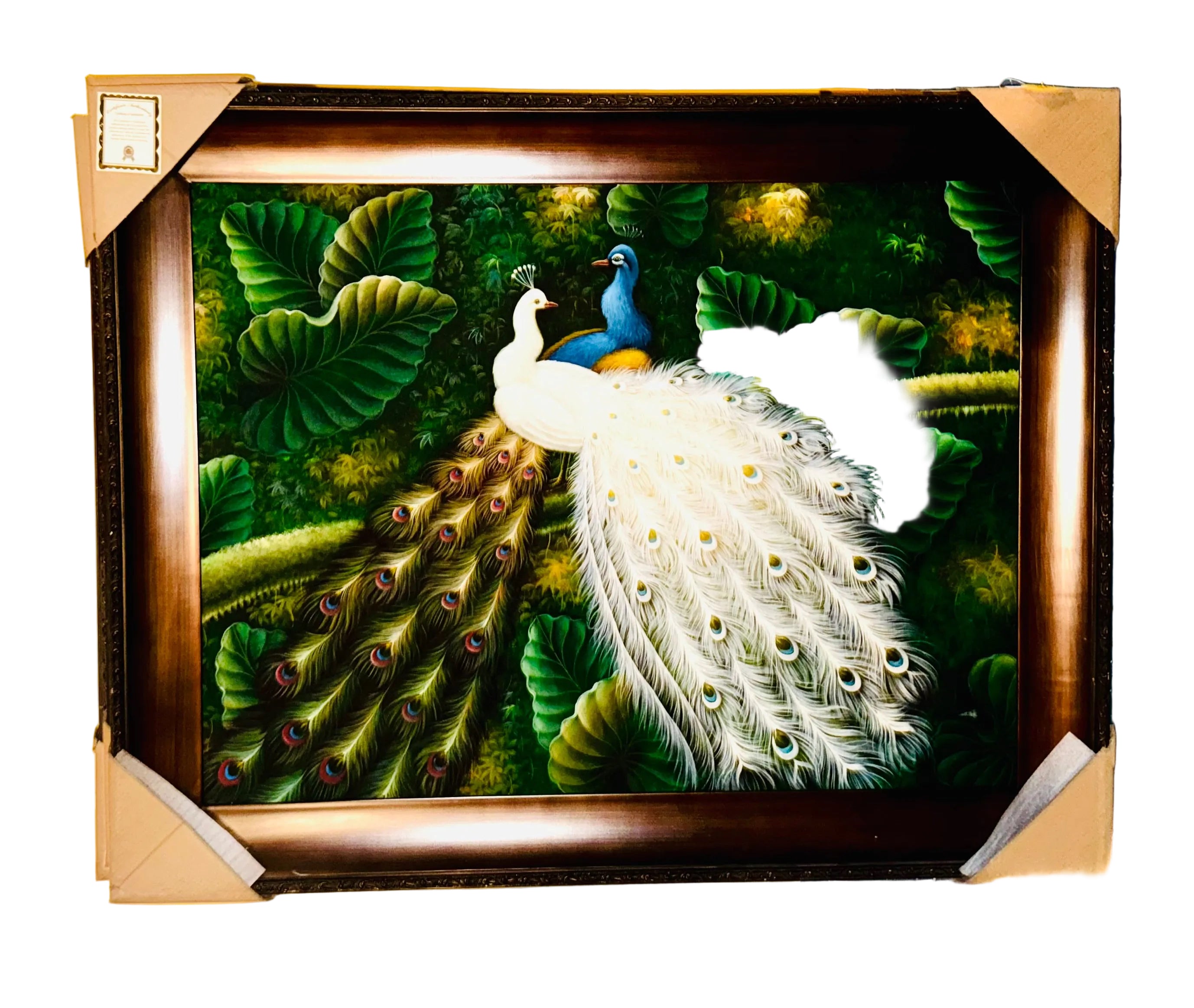 Peacock Pair Canvas Wall Painting With Fram 45.5''X57''