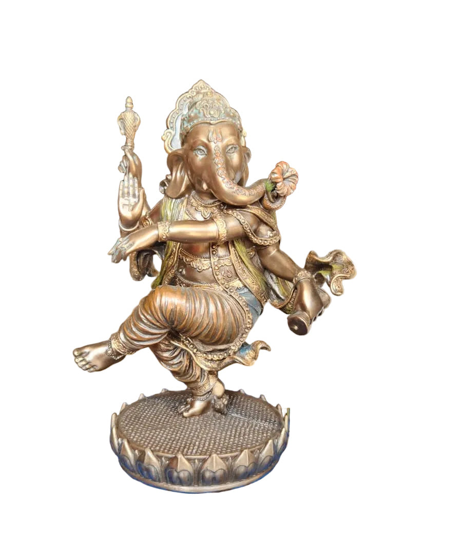 Lord Ganesha in a dancing position in bronze