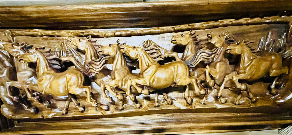 Ferrari 8 Hours Running in teak wood from Indonesia handmade 90”x33”x8”