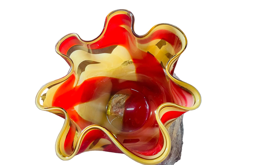Jozefina Curved Hand Blown Fruit Bow 15”