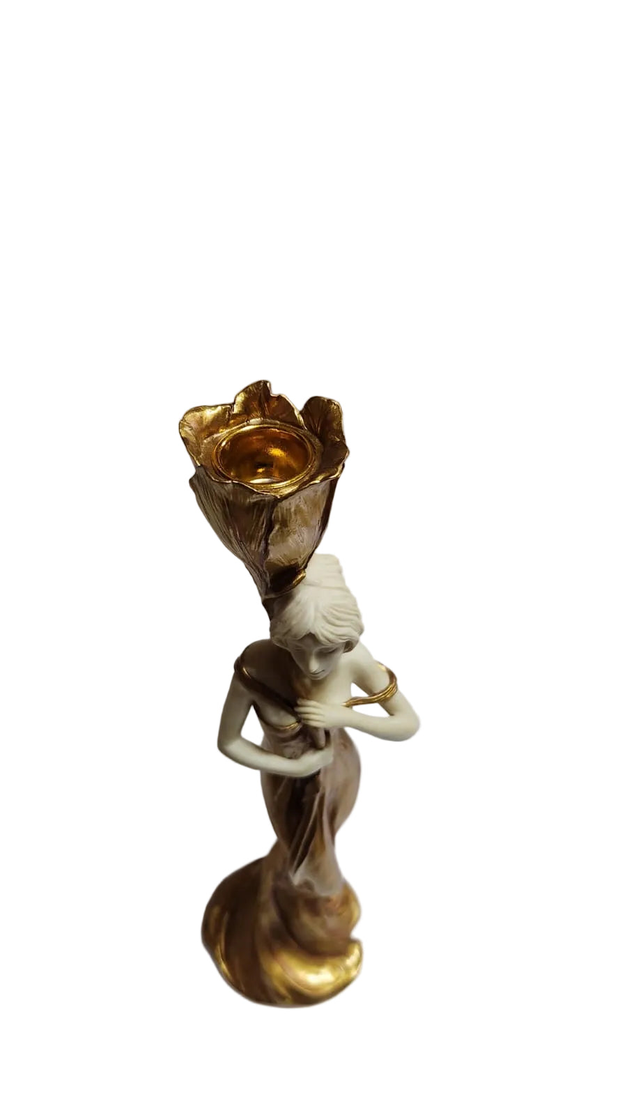 Art Nouveau woman candleholder in Gold