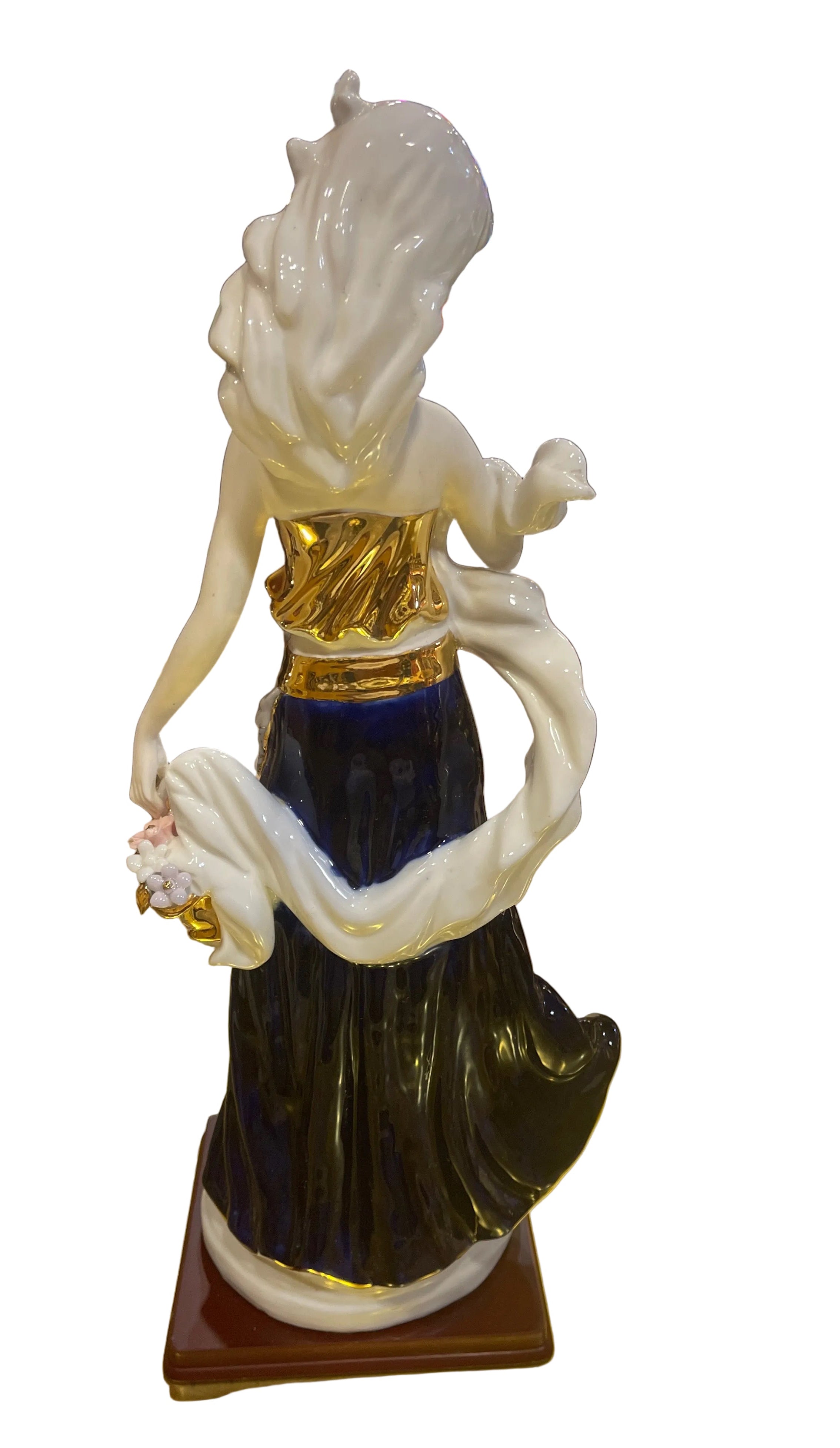Flower gold in blue and gold ceramic sculpture