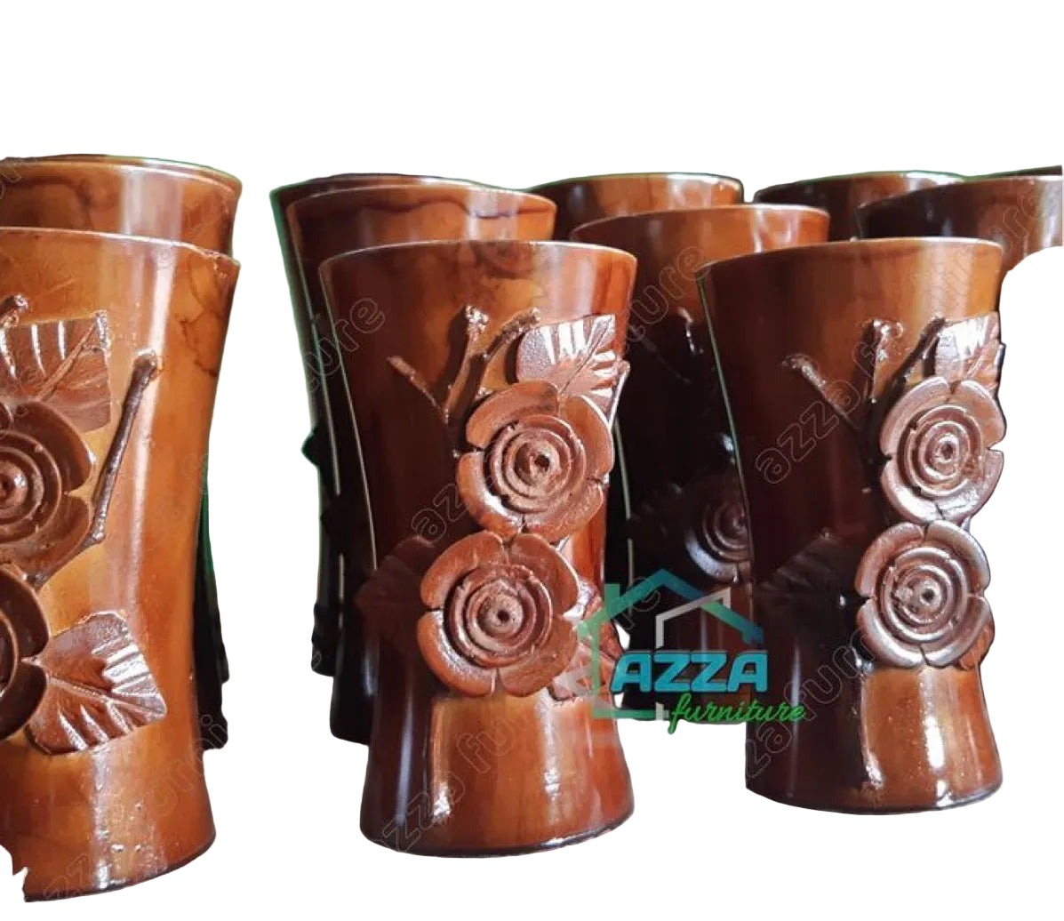 Indonesian teakwood flower vase