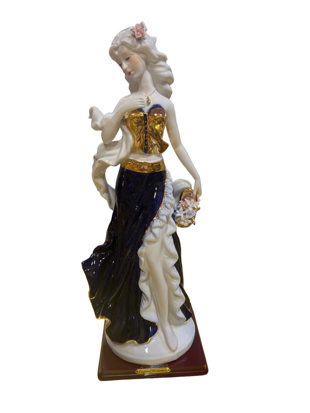 Flower gold in blue and gold ceramic sculpture