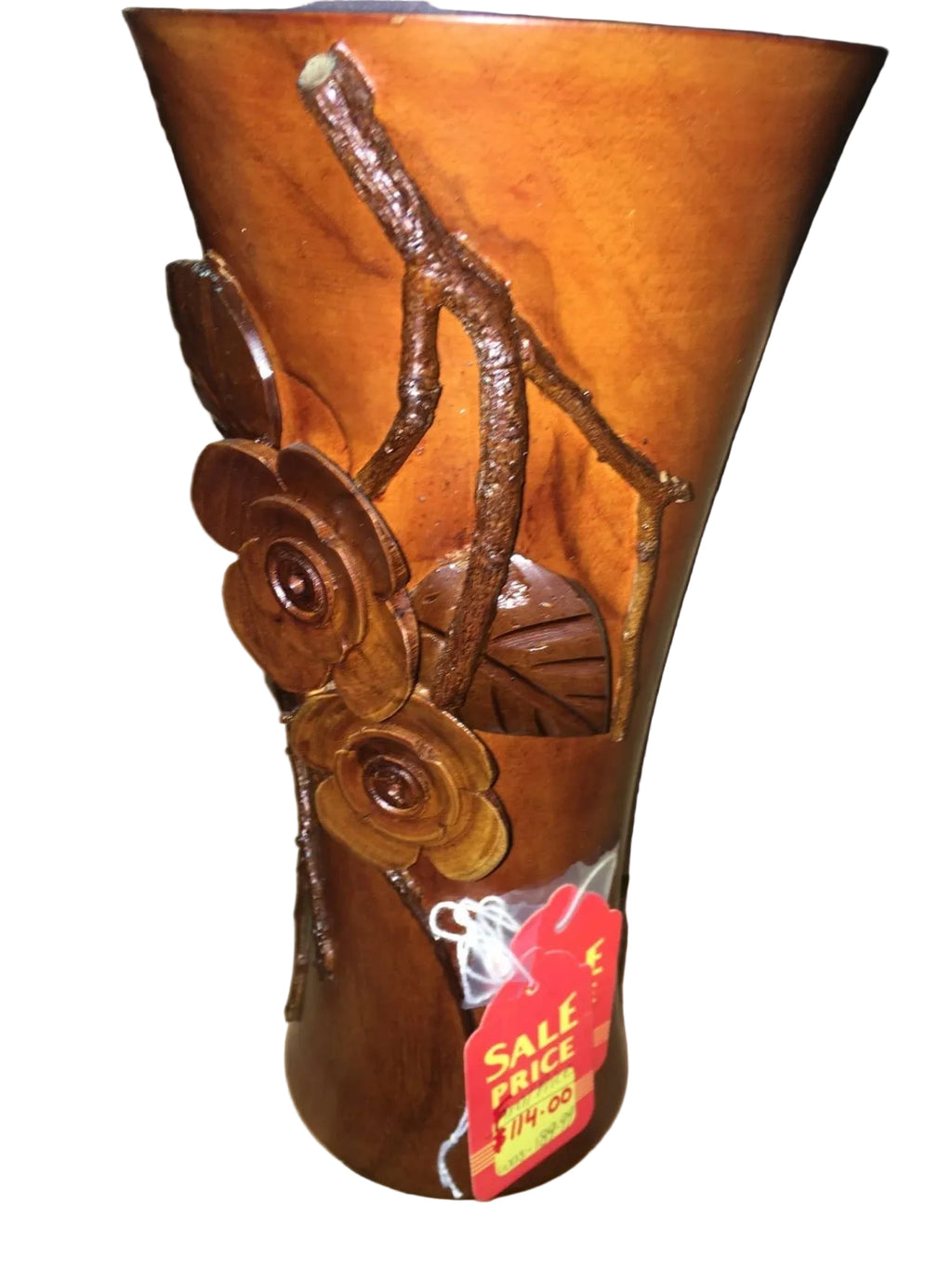 Indonesian teakwood flower vase