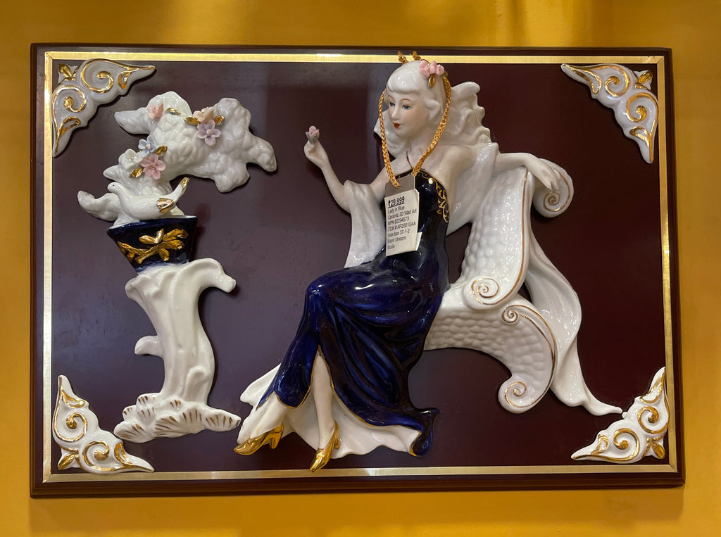 Lady in Blue Ceramic 3D Wall Art