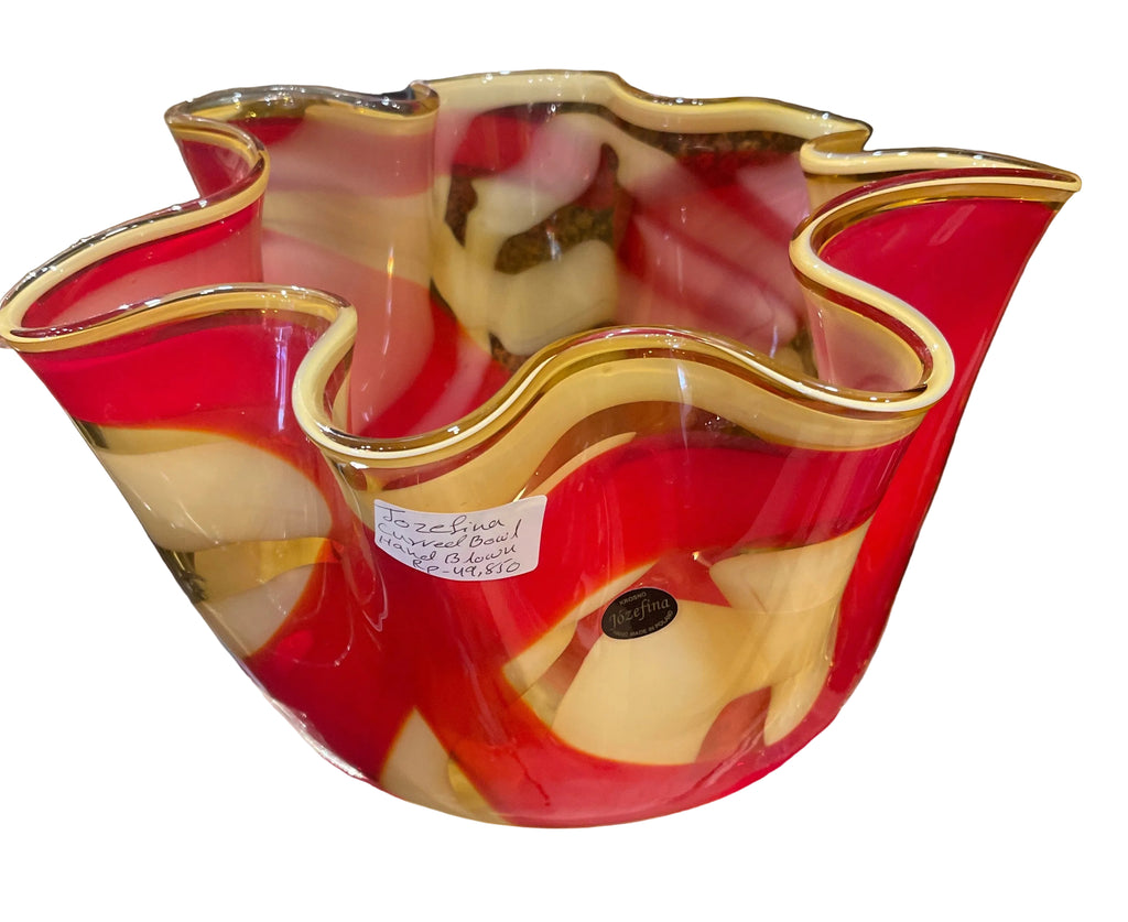 Jozefina Curved Hand Blown Fruit Bow 15”