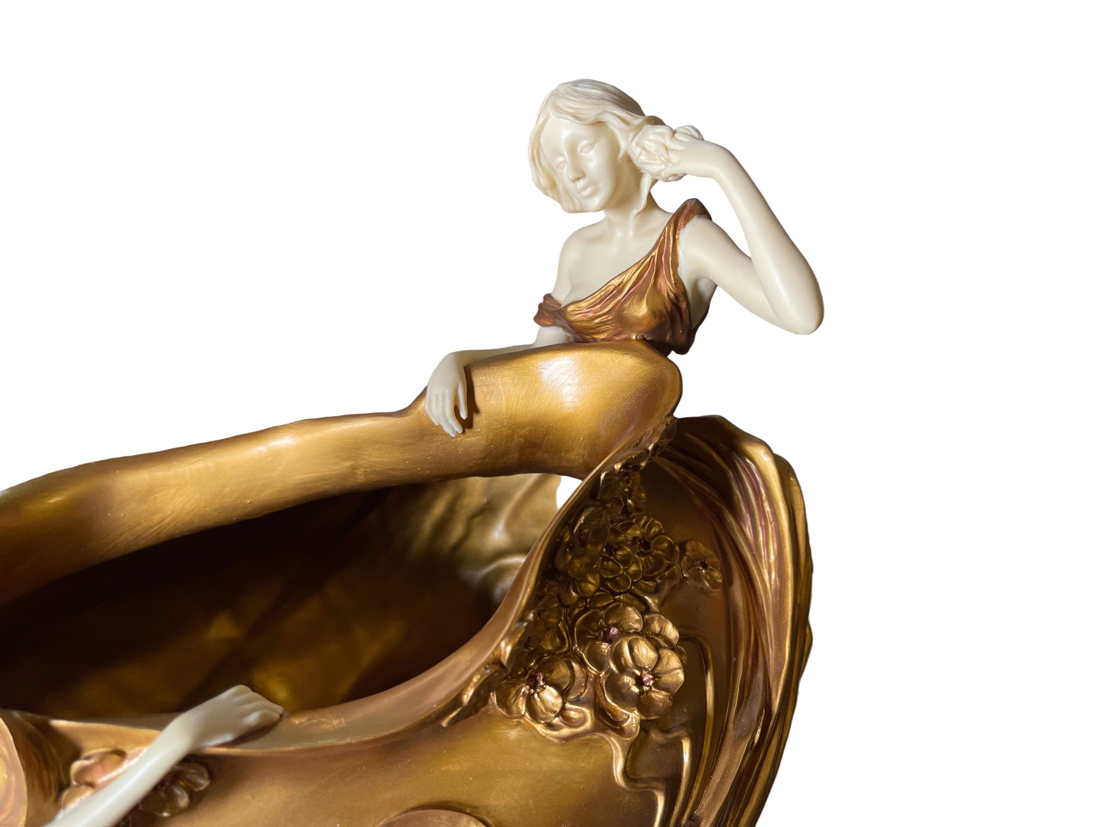 Gold Bowl Art Nouveau women on the gold Bowl