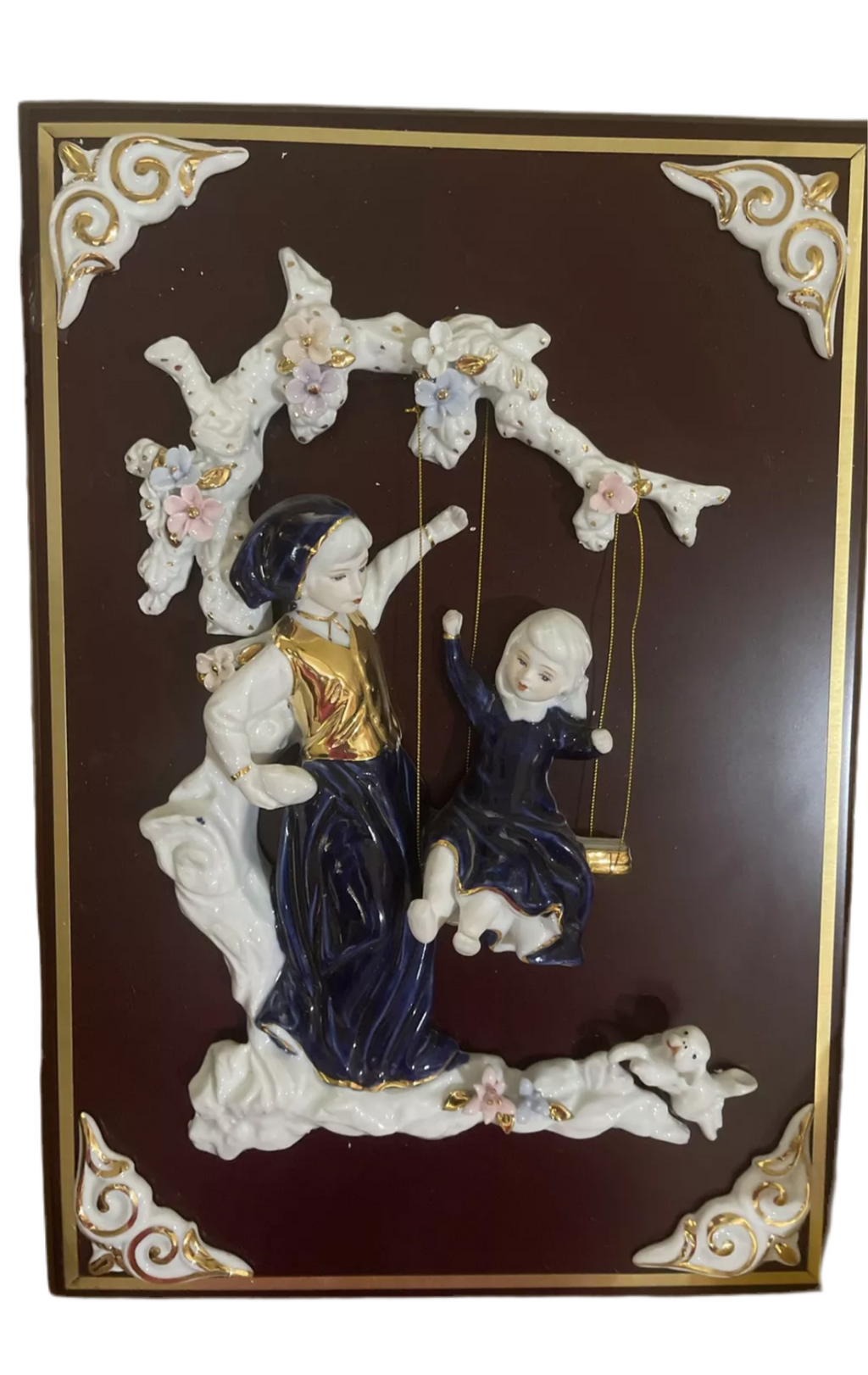 Blue Brother And Sister 3D Wall Art In  Porcelain 12” x 6”