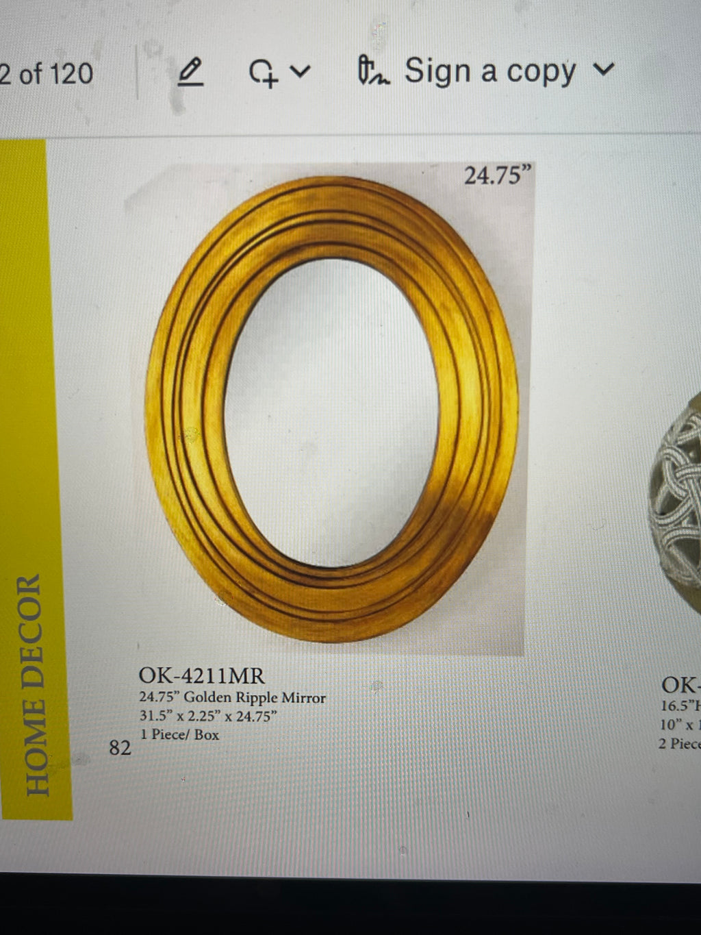 OK Lighting Golden Ripple Accent MirrorModern Home Decor
OK Lighting - Item #OK-4211MR