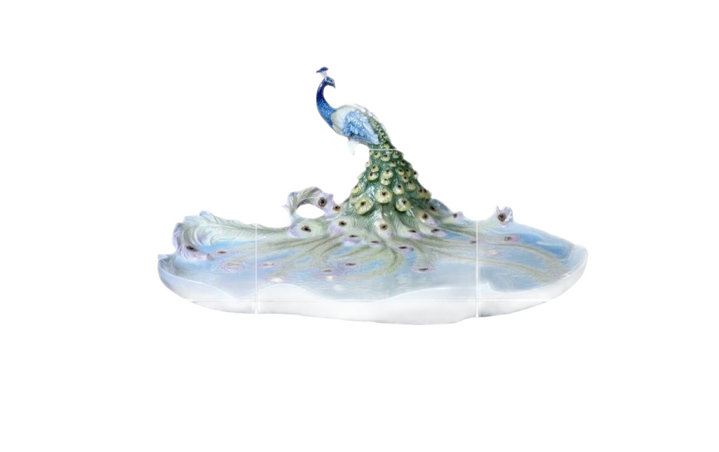 Decorative Serving Plate Porcelain Peacock
