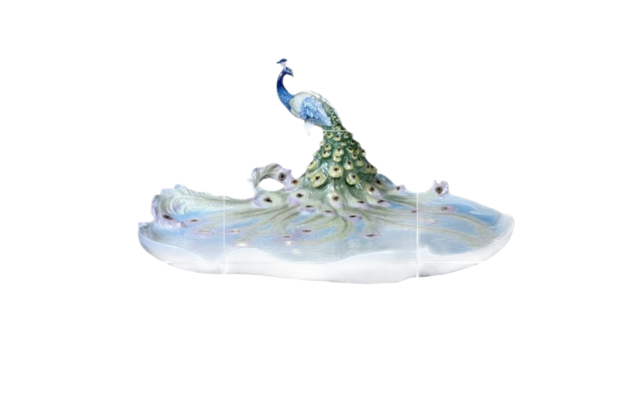 Decorative Serving Plate Porcelain Peacock