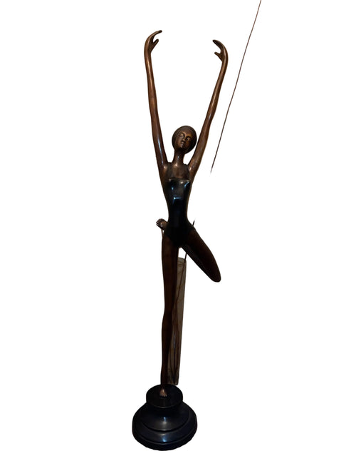 A Large And Beautiful Bronze Sculpture Depicting A Ballet Dancer Captured In A Graceful Pose