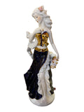 Lady and Blue holding flower basket fine porcelain